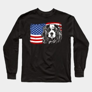 Proud Cavalier King Charles Spaniel American Flag patriotic dog Long Sleeve T-Shirt